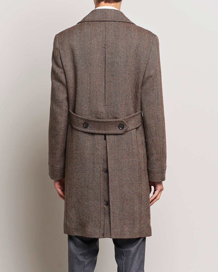 Mies | Takit | Oscar Jacobson | Polo Wool Herringbone Coat Brown