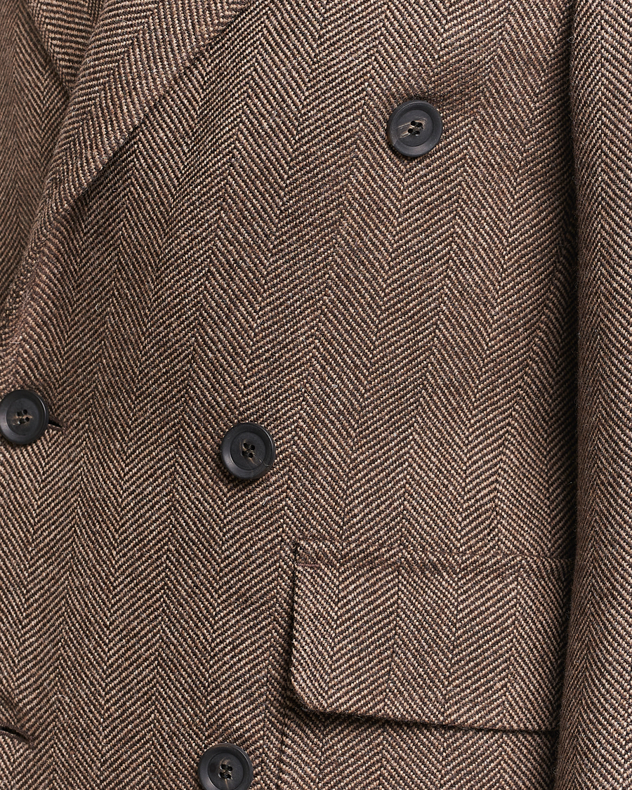 Mies | Takit | Oscar Jacobson | Polo Wool Herringbone Coat Brown