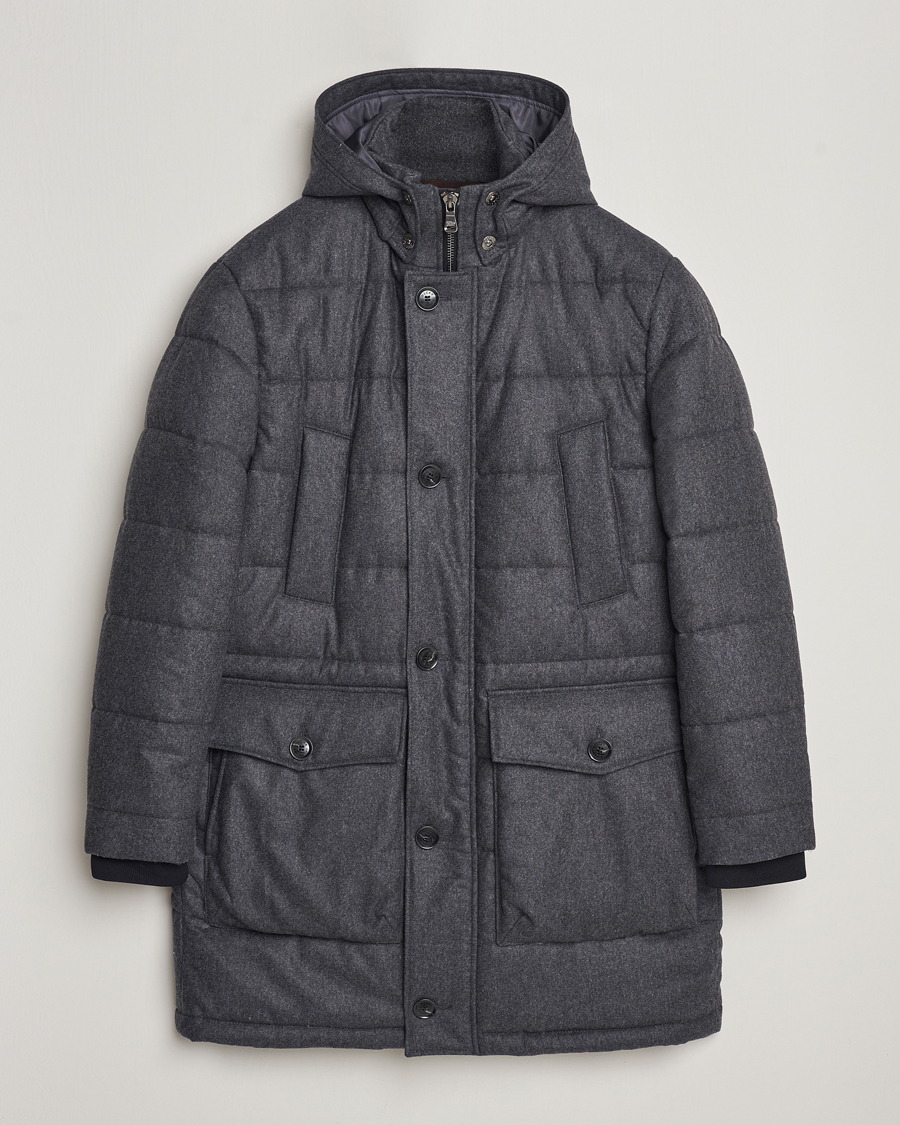 Mies | Takit | Oscar Jacobson | Stormar Padded Wool Parka Grey Melange