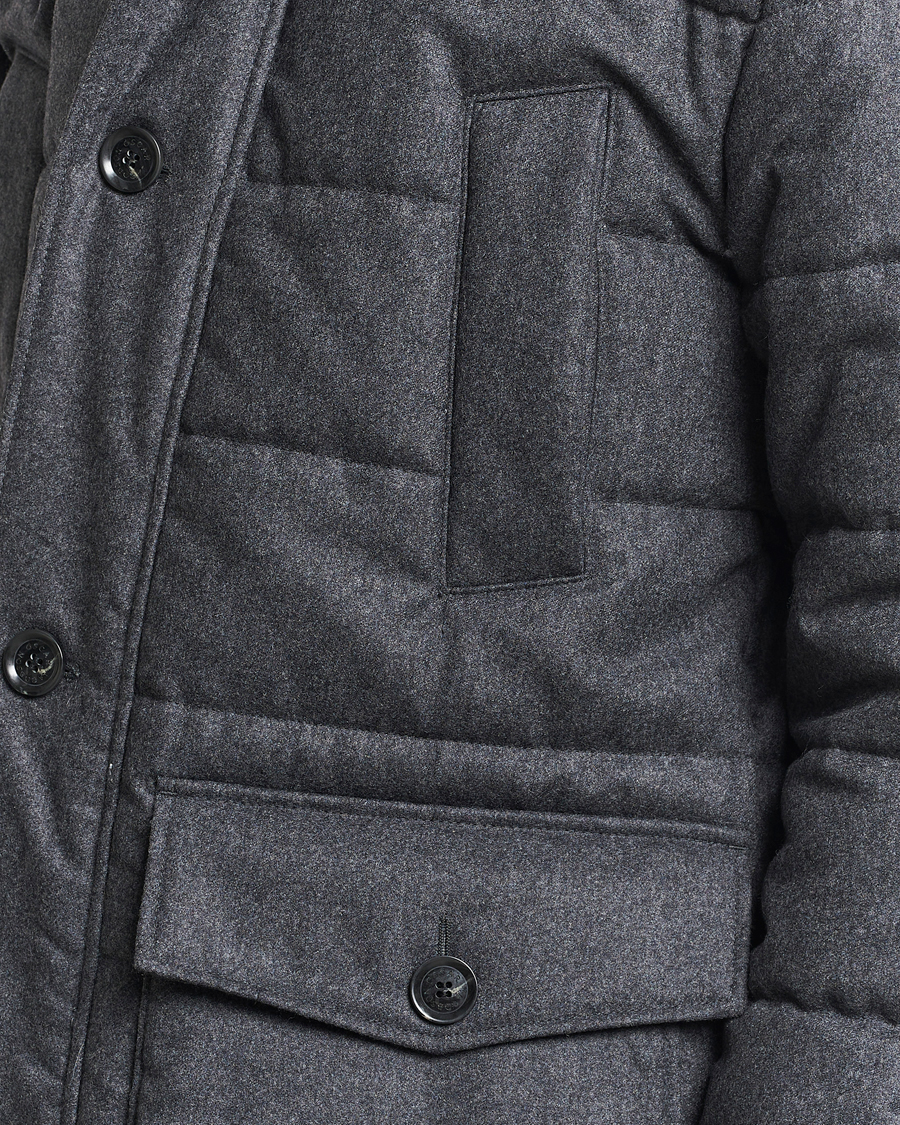 Mies | Takit | Oscar Jacobson | Stormar Padded Wool Parka Grey Melange