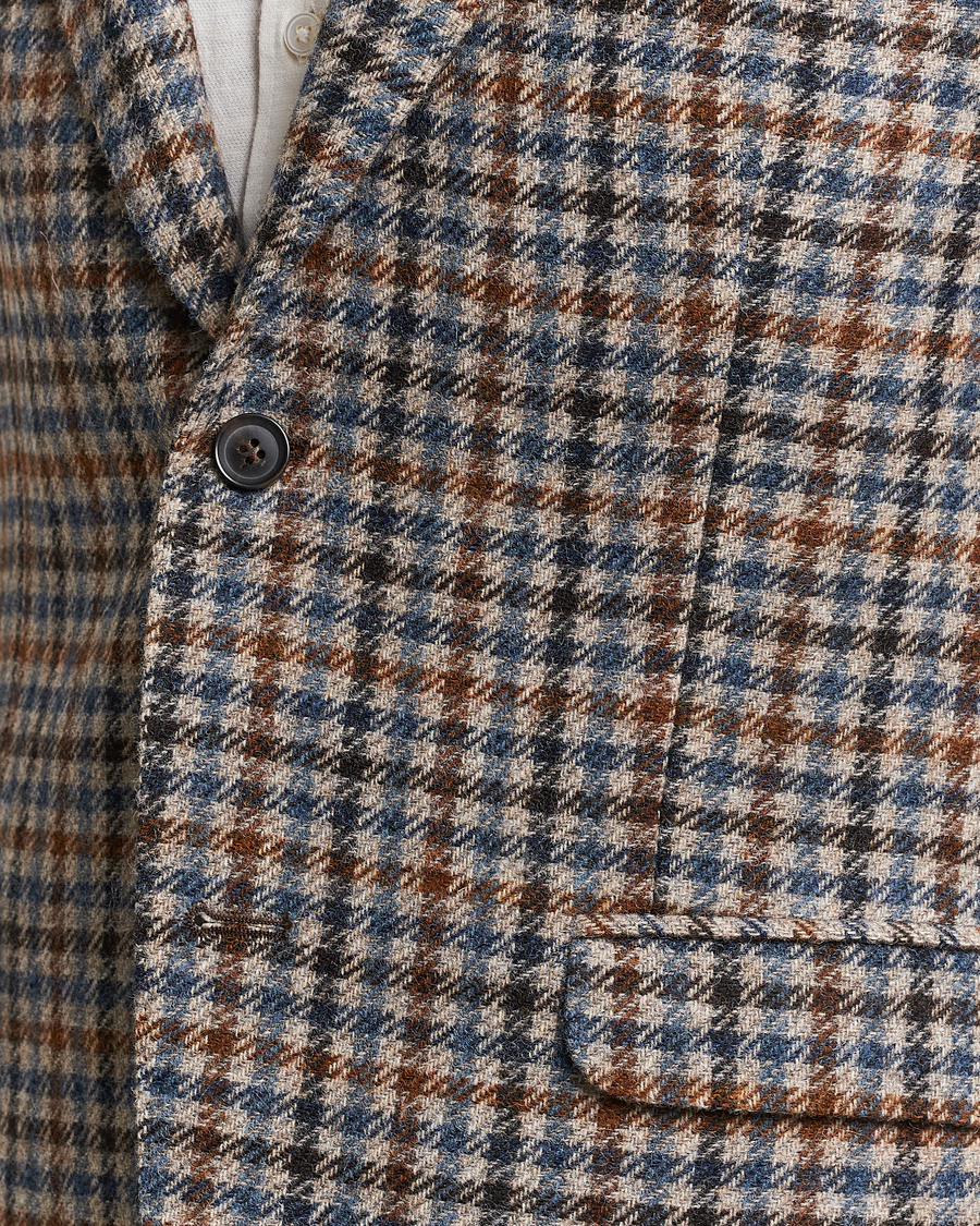 Mies | Pikkutakit | Oscar Jacobson | Fogerty Soft Small Checked Wool Blazer Blue/Brown