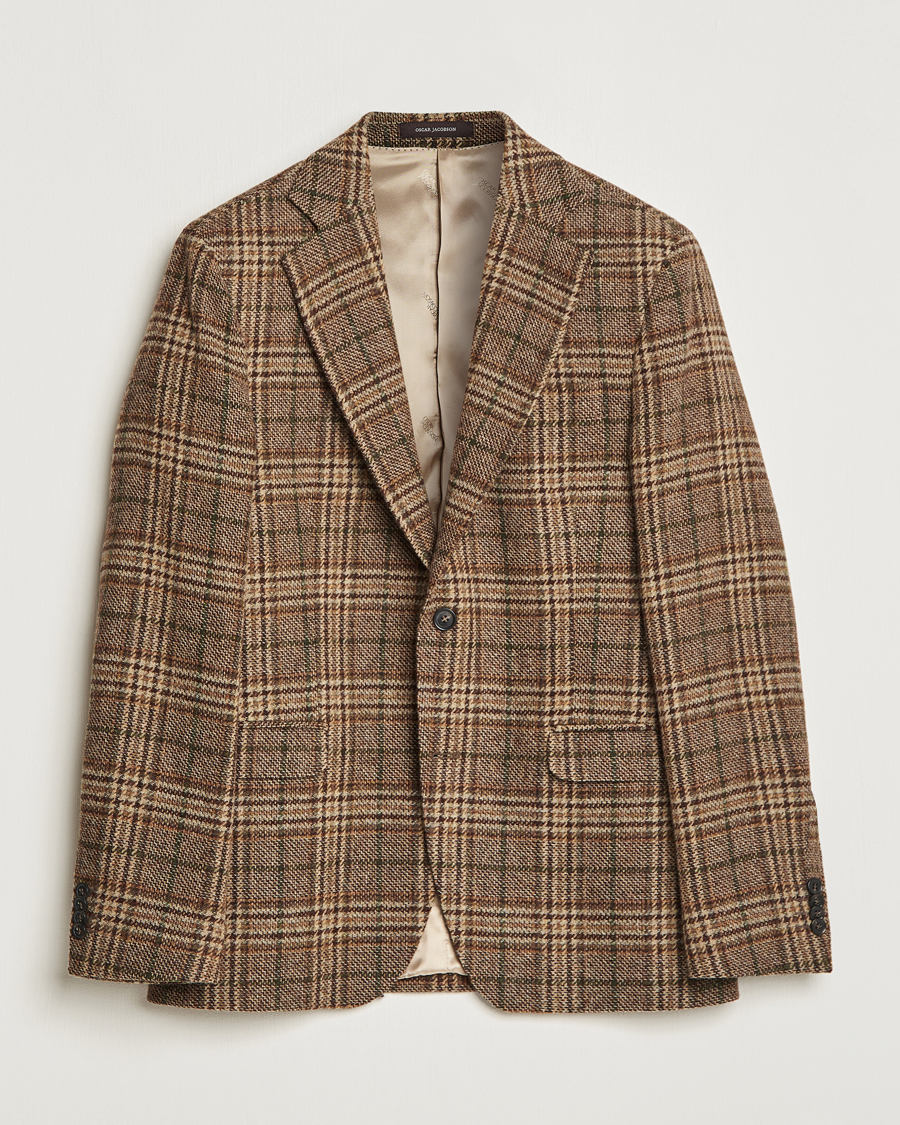 Mies | Pikkutakit | Oscar Jacobson | Fogerty Soft Checked Wool Blazer Brown