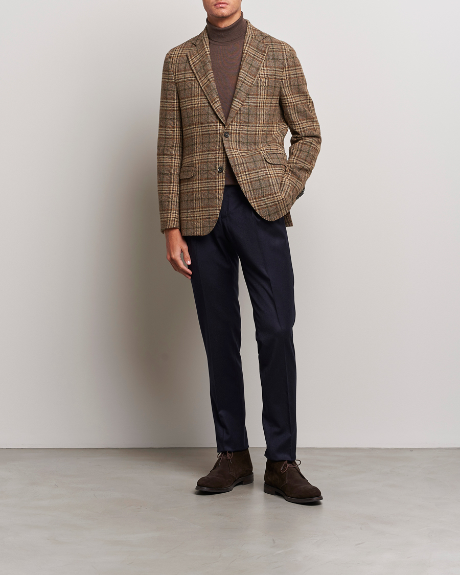 Mies | Pikkutakit | Oscar Jacobson | Fogerty Soft Checked Wool Blazer Brown