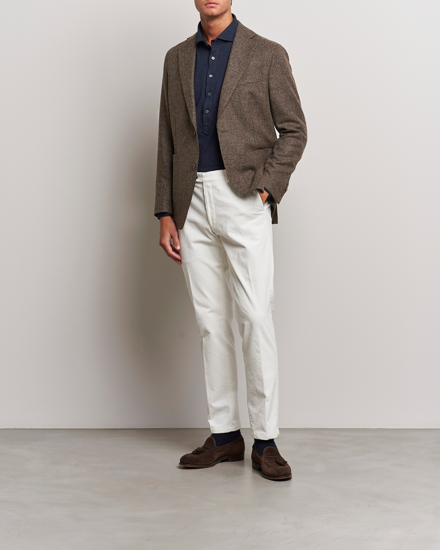 Mies | Pikkutakit | Oscar Jacobson | Ferry Patch Hopsack Wool/Cotton/Cashmere Blazer Brown