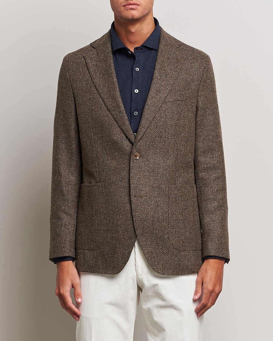 Mies | Pikkutakit | Oscar Jacobson | Ferry Patch Hopsack Wool/Cotton/Cashmere Blazer Brown