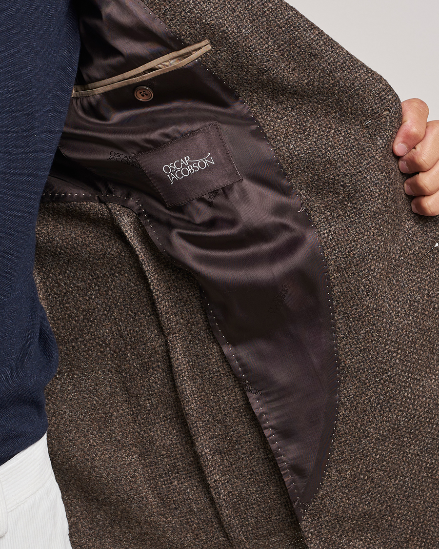 Mies | Pikkutakit | Oscar Jacobson | Ferry Patch Hopsack Wool/Cotton/Cashmere Blazer Brown