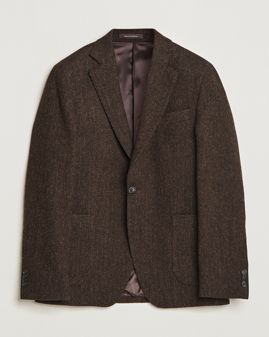 Mies | Pikkutakit | Oscar Jacobson | Fogerty Moon Herringbone Tweed Blazer Brown