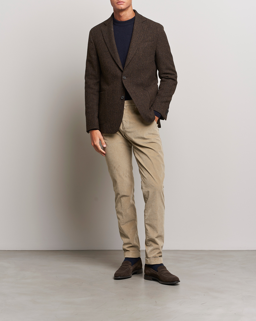 Mies | Pikkutakit | Oscar Jacobson | Fogerty Moon Herringbone Tweed Blazer Brown