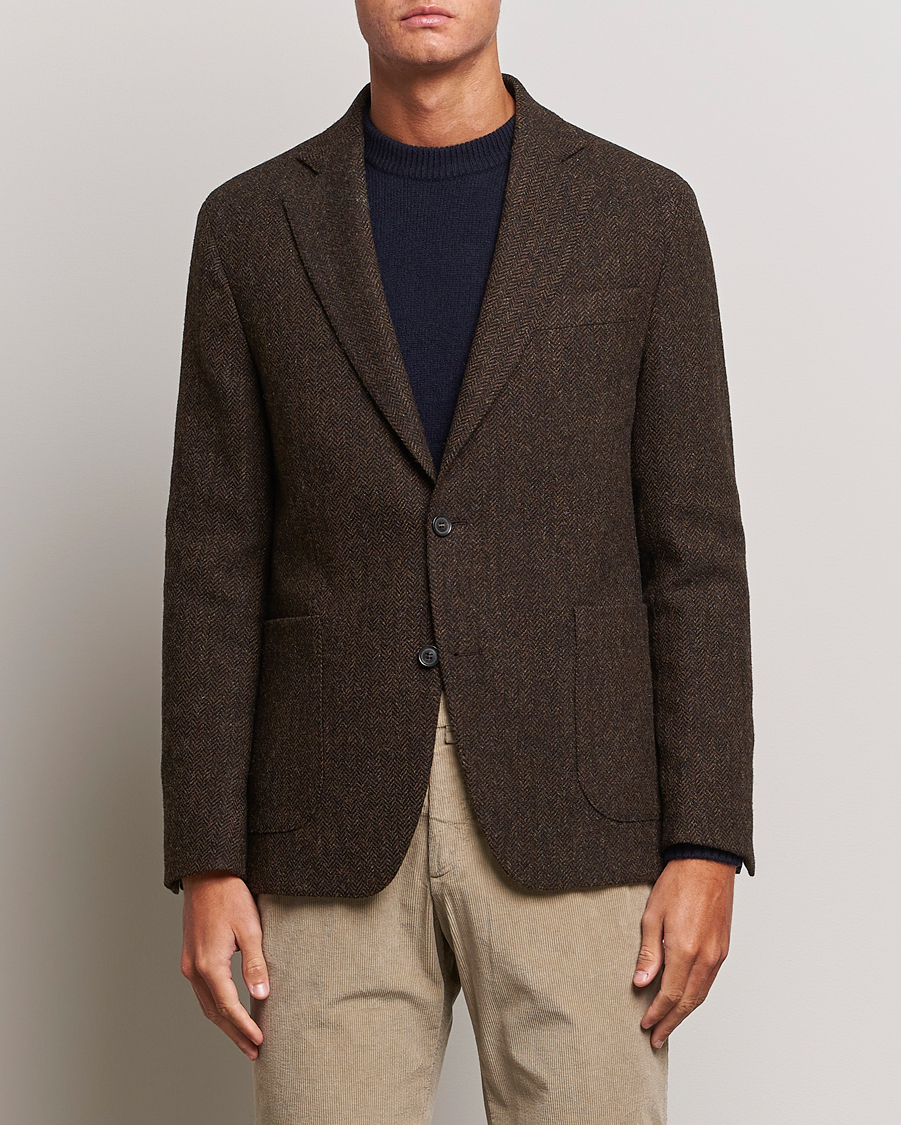 Mies | Pikkutakit | Oscar Jacobson | Fogerty Moon Herringbone Tweed Blazer Brown