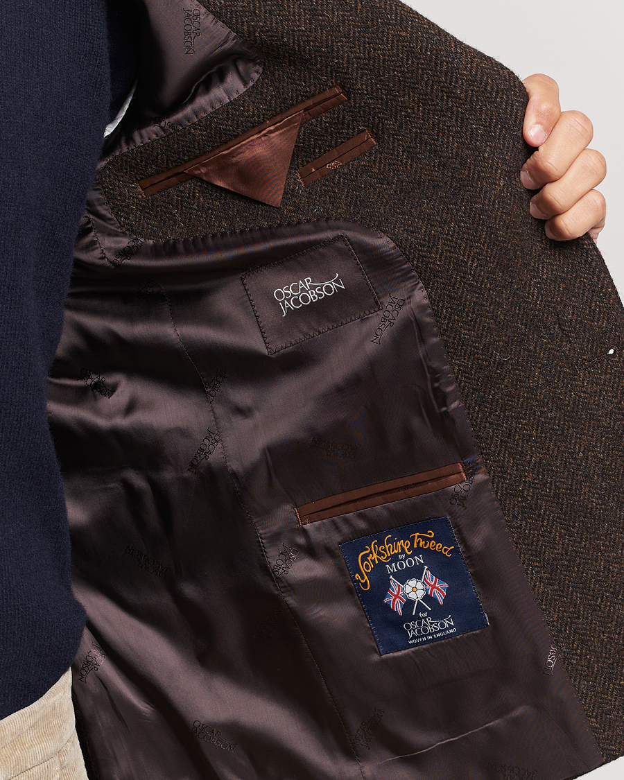 Mies | Pikkutakit | Oscar Jacobson | Fogerty Moon Herringbone Tweed Blazer Brown