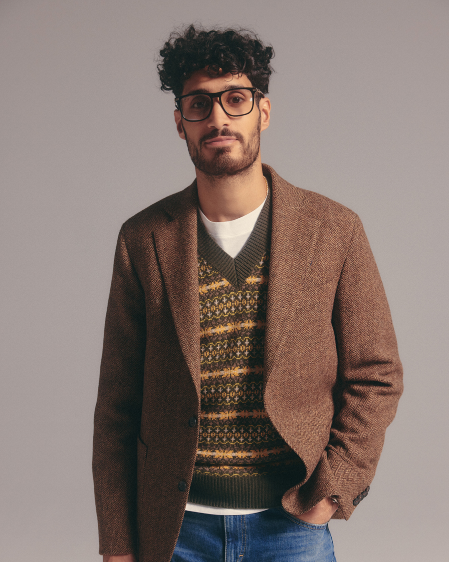 Mies | Pikkutakit | Oscar Jacobson | Fogerty Moon Herringbone Tweed Blazer Beige