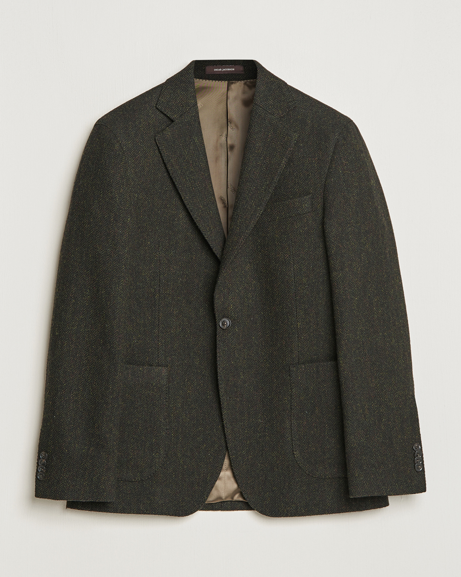 Mies | Pikkutakit | Oscar Jacobson | Fogerty Moon Herringbone Tweed Blazer Green