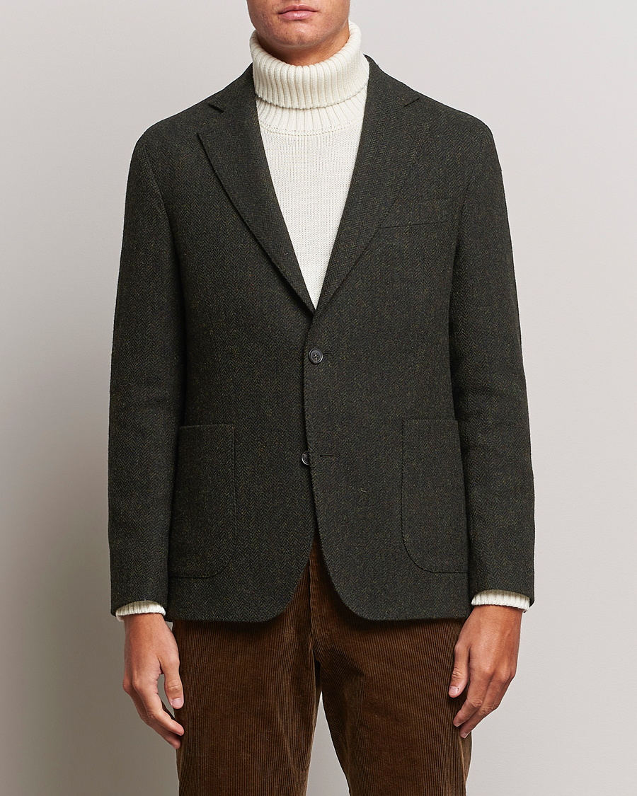 Mies | Pikkutakit | Oscar Jacobson | Fogerty Moon Herringbone Tweed Blazer Green