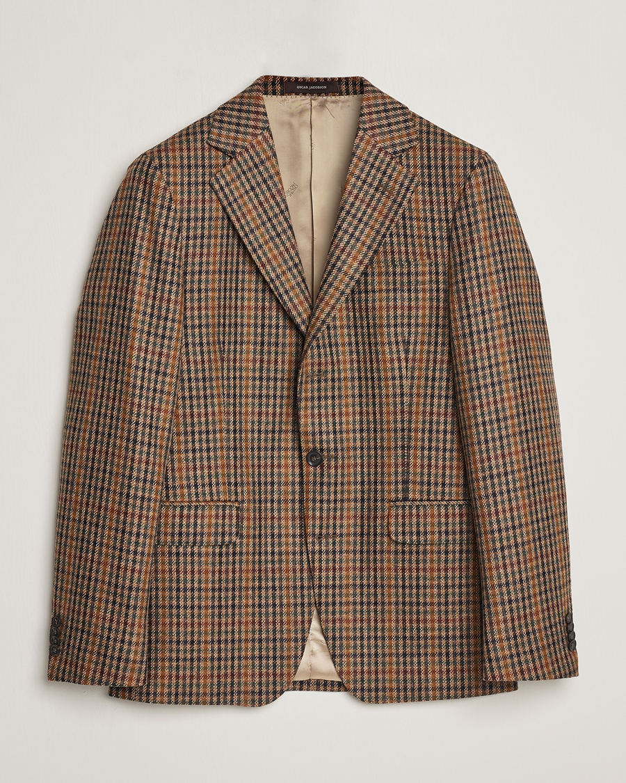 Mies | Pikkutakit | Oscar Jacobson | Eizer Houndstooth Wool/Cashmere Blazer Brown
