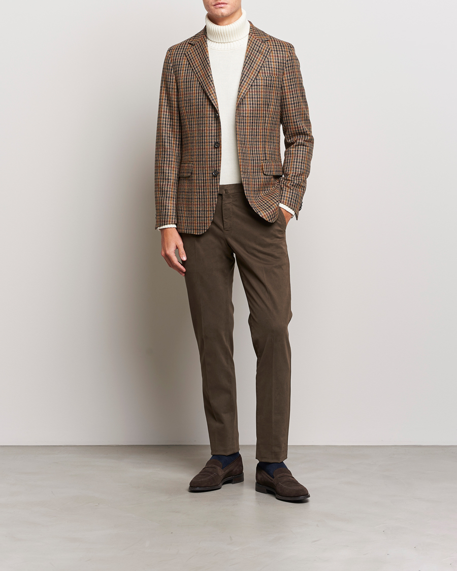 Mies | Pikkutakit | Oscar Jacobson | Eizer Houndstooth Wool/Cashmere Blazer Brown