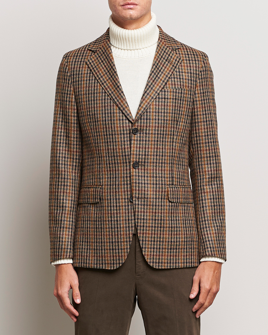 Mies | Pikkutakit | Oscar Jacobson | Eizer Houndstooth Wool/Cashmere Blazer Brown