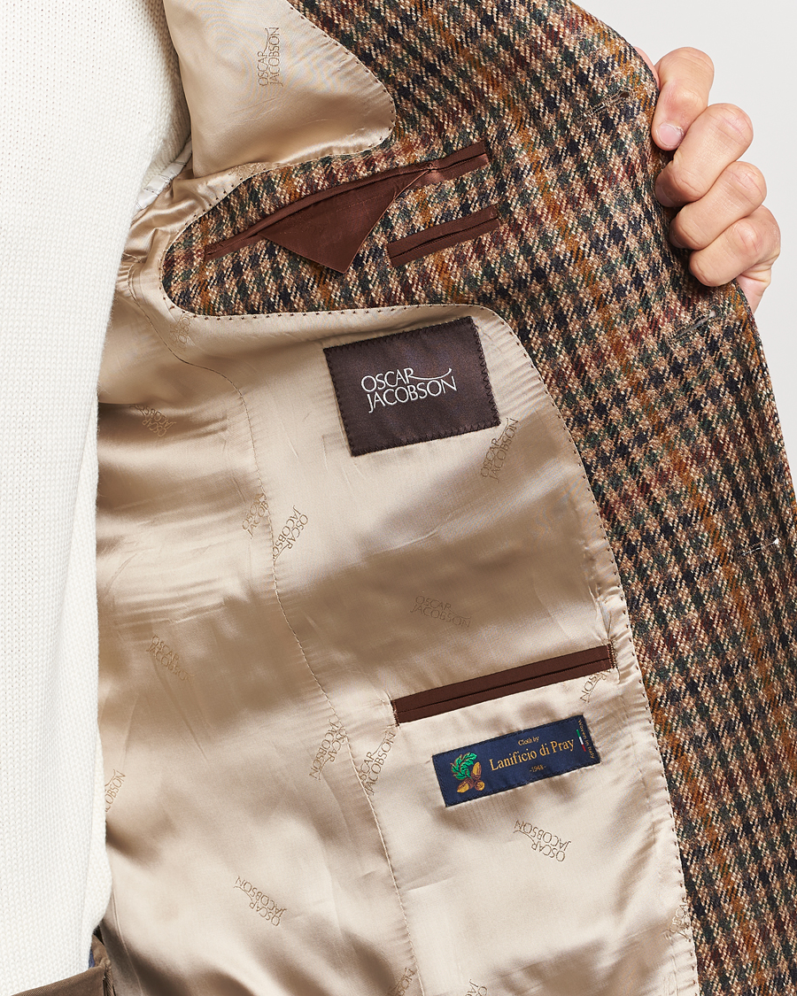Mies | Pikkutakit | Oscar Jacobson | Eizer Houndstooth Wool/Cashmere Blazer Brown