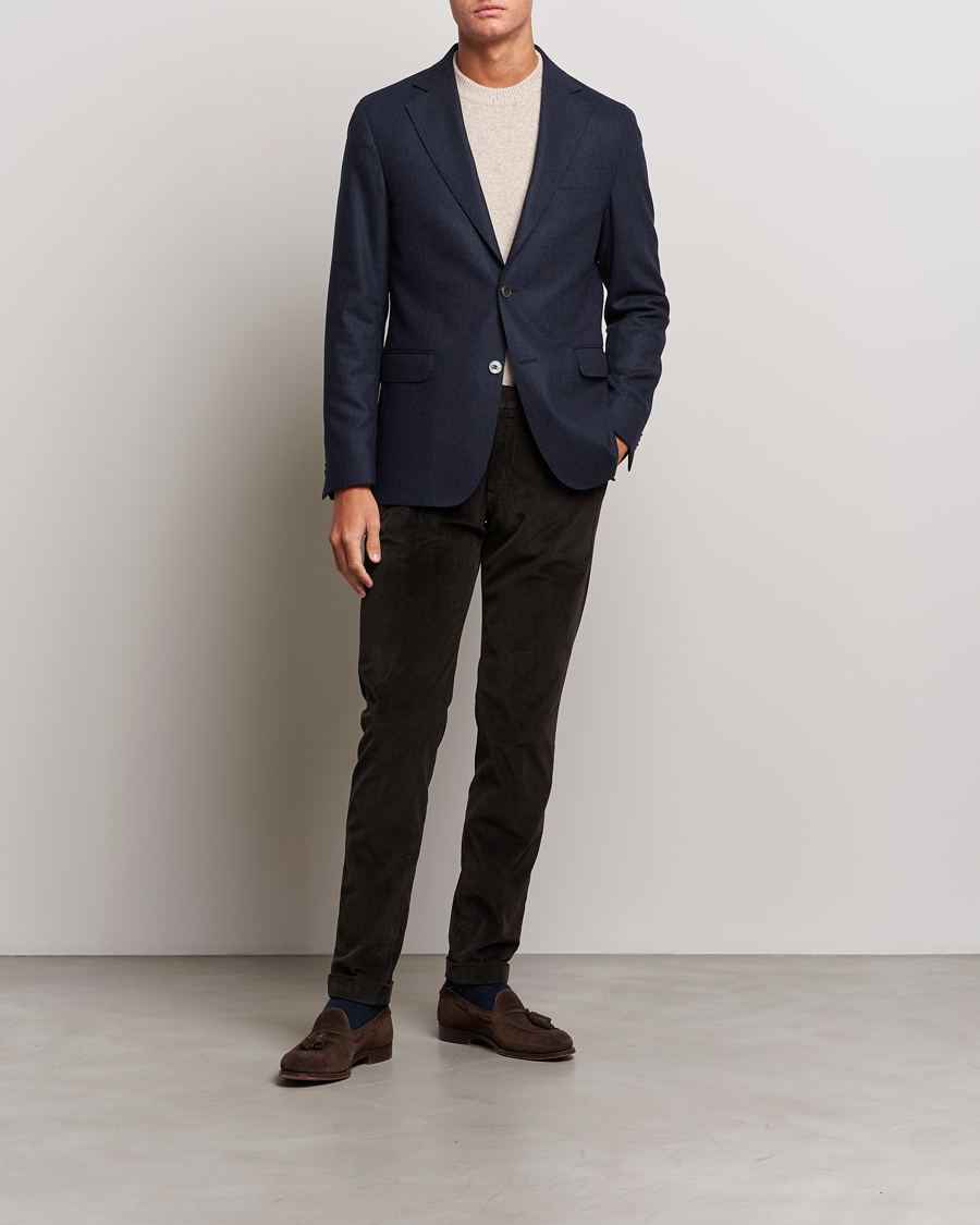 Mies | Pikkutakit | Oscar Jacobson | Ego Wool Flannel Blazer Navy Melange