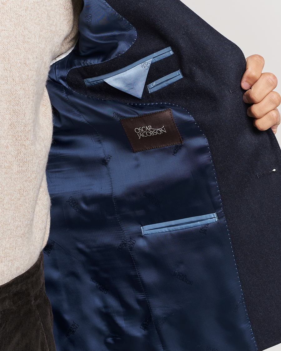 Mies | Pikkutakit | Oscar Jacobson | Ego Wool Flannel Blazer Navy Melange