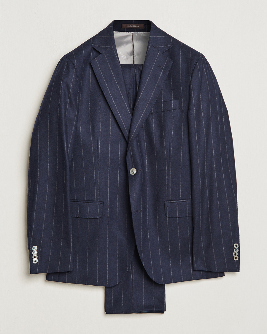 Mies | Puvut | Oscar Jacobson | Fogerty Denz Pinstripe Wool Suit Navy