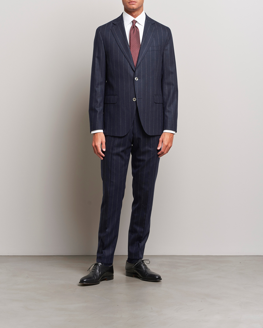 Mies | Puvut | Oscar Jacobson | Fogerty Denz Pinstripe Wool Suit Navy