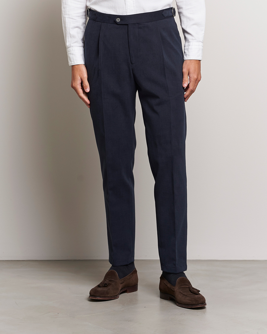 Mies |  | Oscar Jacobson | Delon Brushed Cotton Trousers Navy