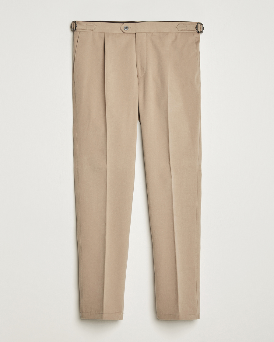 Mies | Housut | Oscar Jacobson | Delon Brushed Cotton Trousers Beige