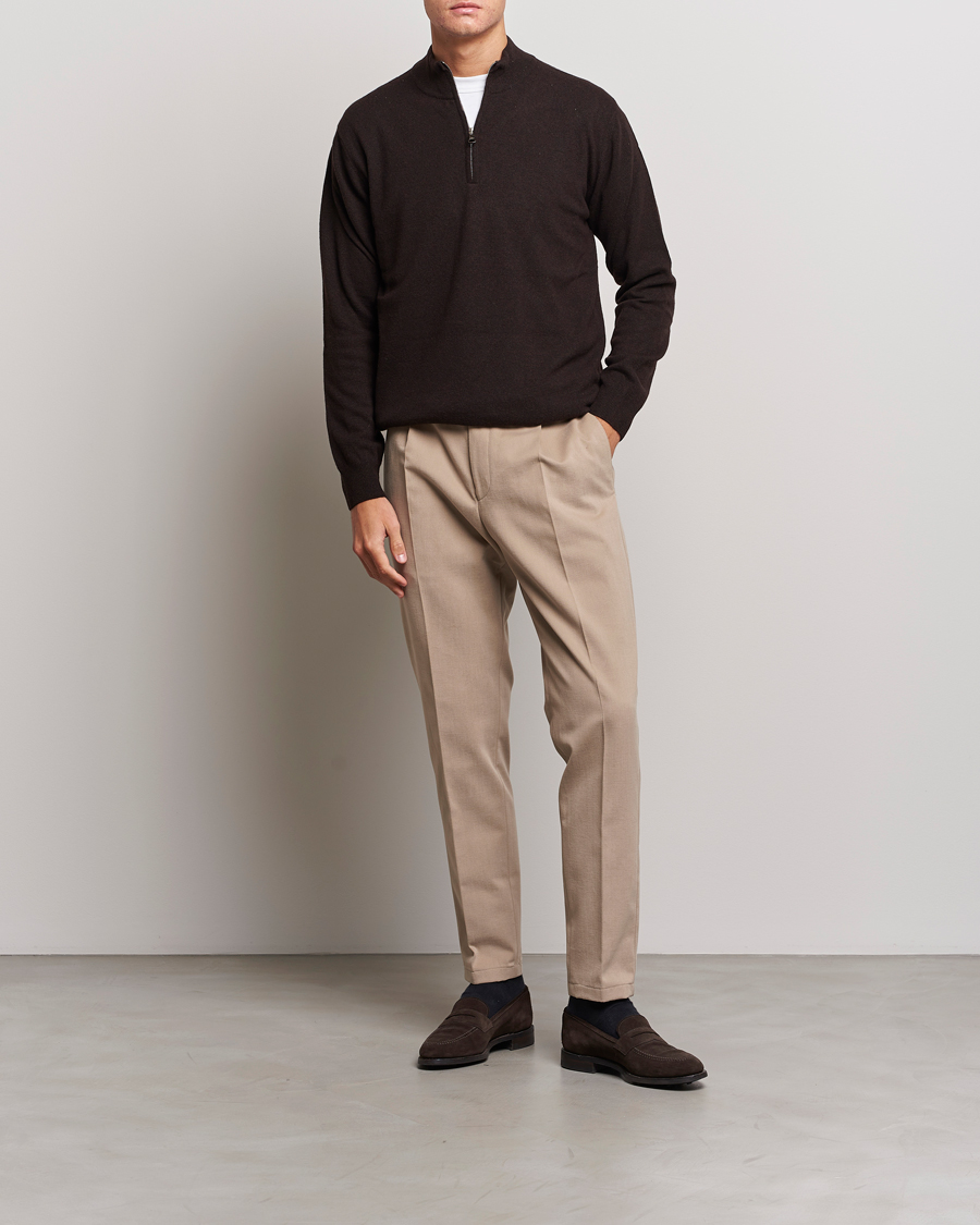 Mies | Housut | Oscar Jacobson | Delon Brushed Cotton Trousers Beige