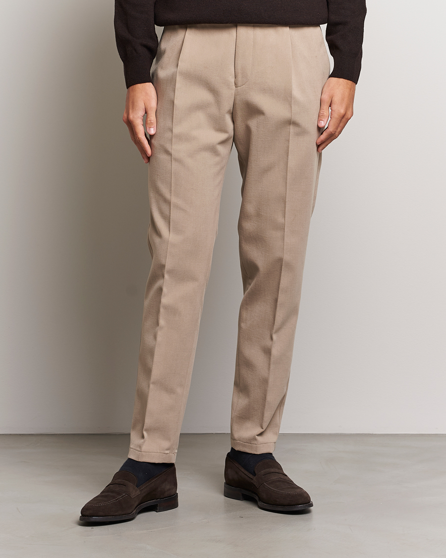 Mies |  | Oscar Jacobson | Delon Brushed Cotton Trousers Beige
