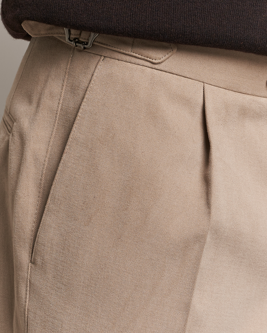 Mies | Housut | Oscar Jacobson | Delon Brushed Cotton Trousers Beige