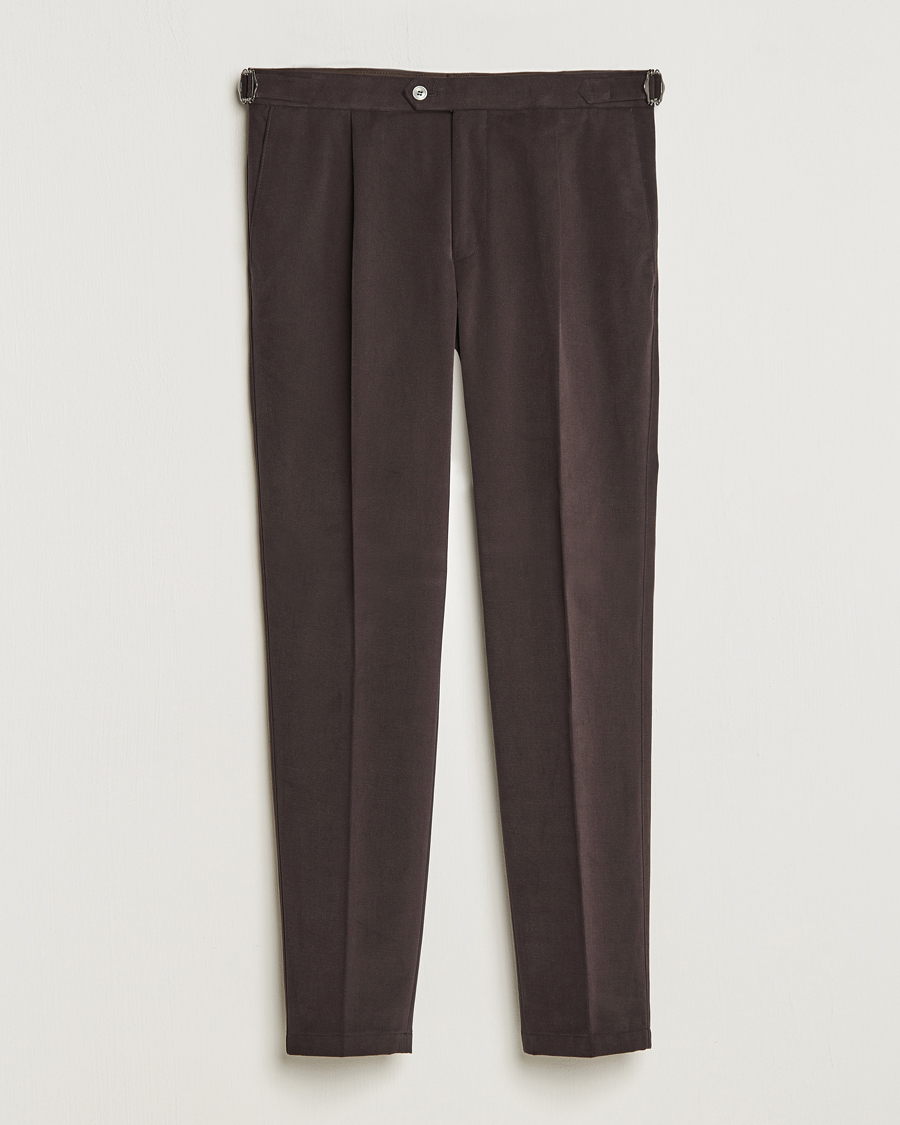 Mies | Housut | Oscar Jacobson | Delon Brushed Cotton Trousers Brown