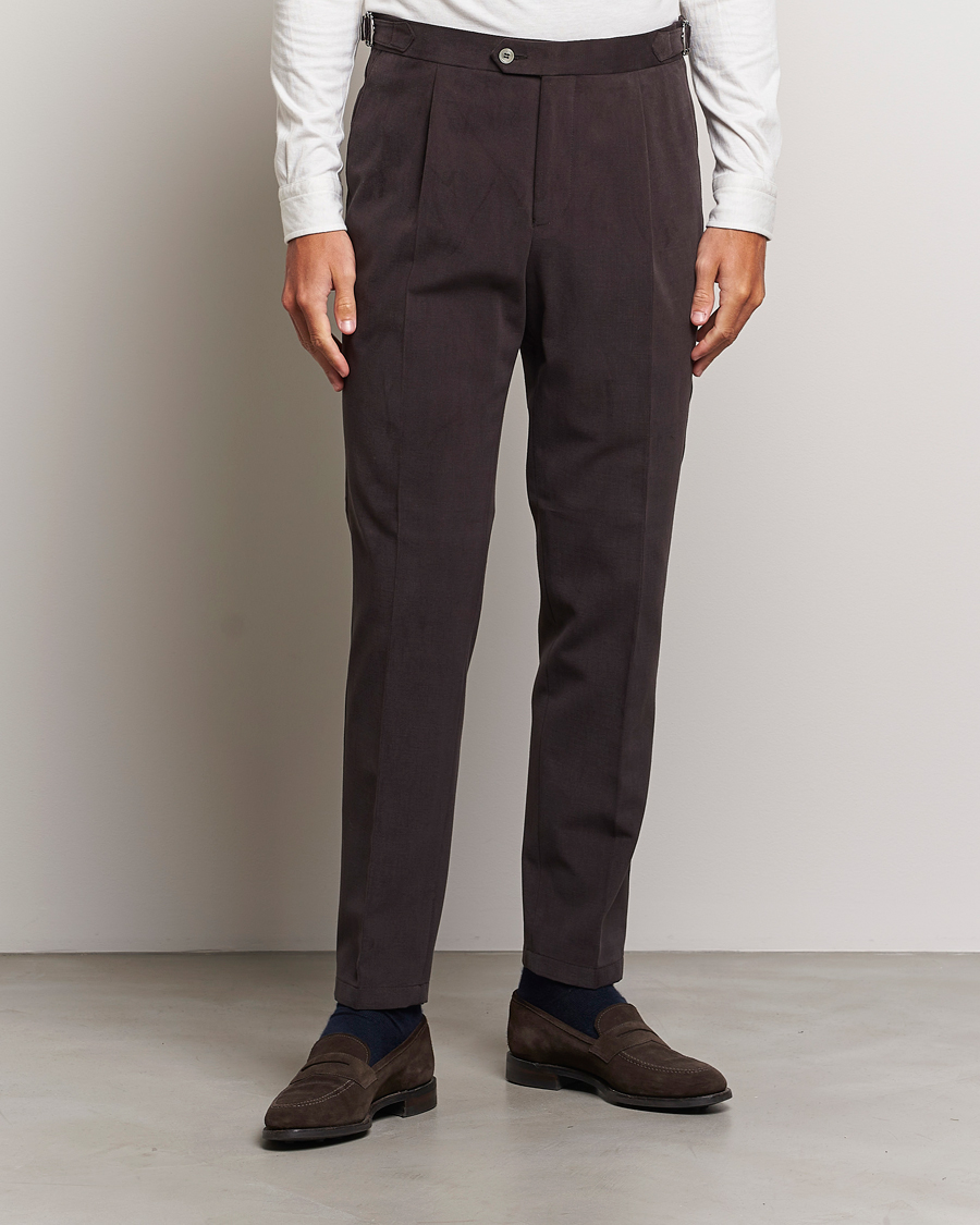 Mies |  | Oscar Jacobson | Delon Brushed Cotton Trousers Brown