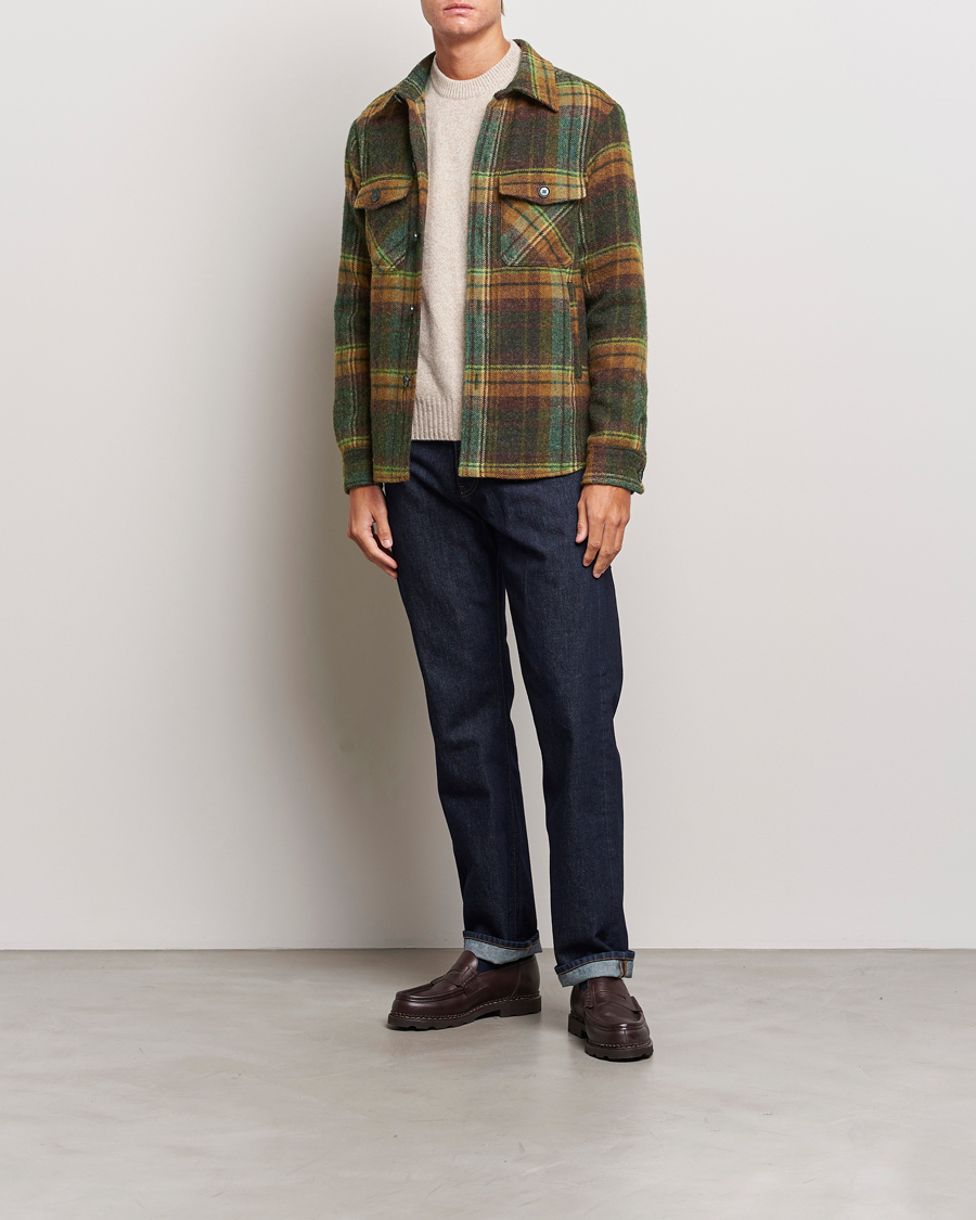 Mies | Kauluspaidat | Oscar Jacobson | Maverick Moon Checked Overshirt Green