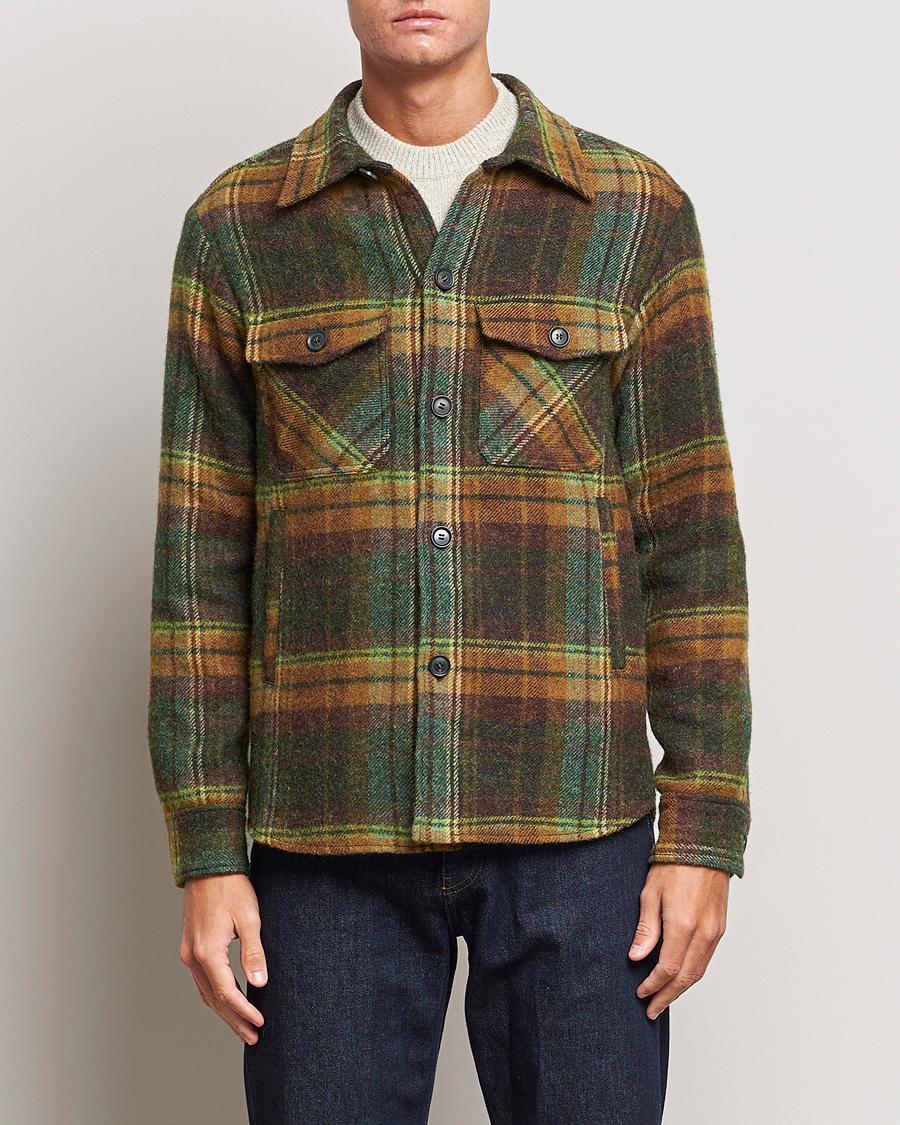 Mies | Kauluspaidat | Oscar Jacobson | Maverick Moon Checked Overshirt Green