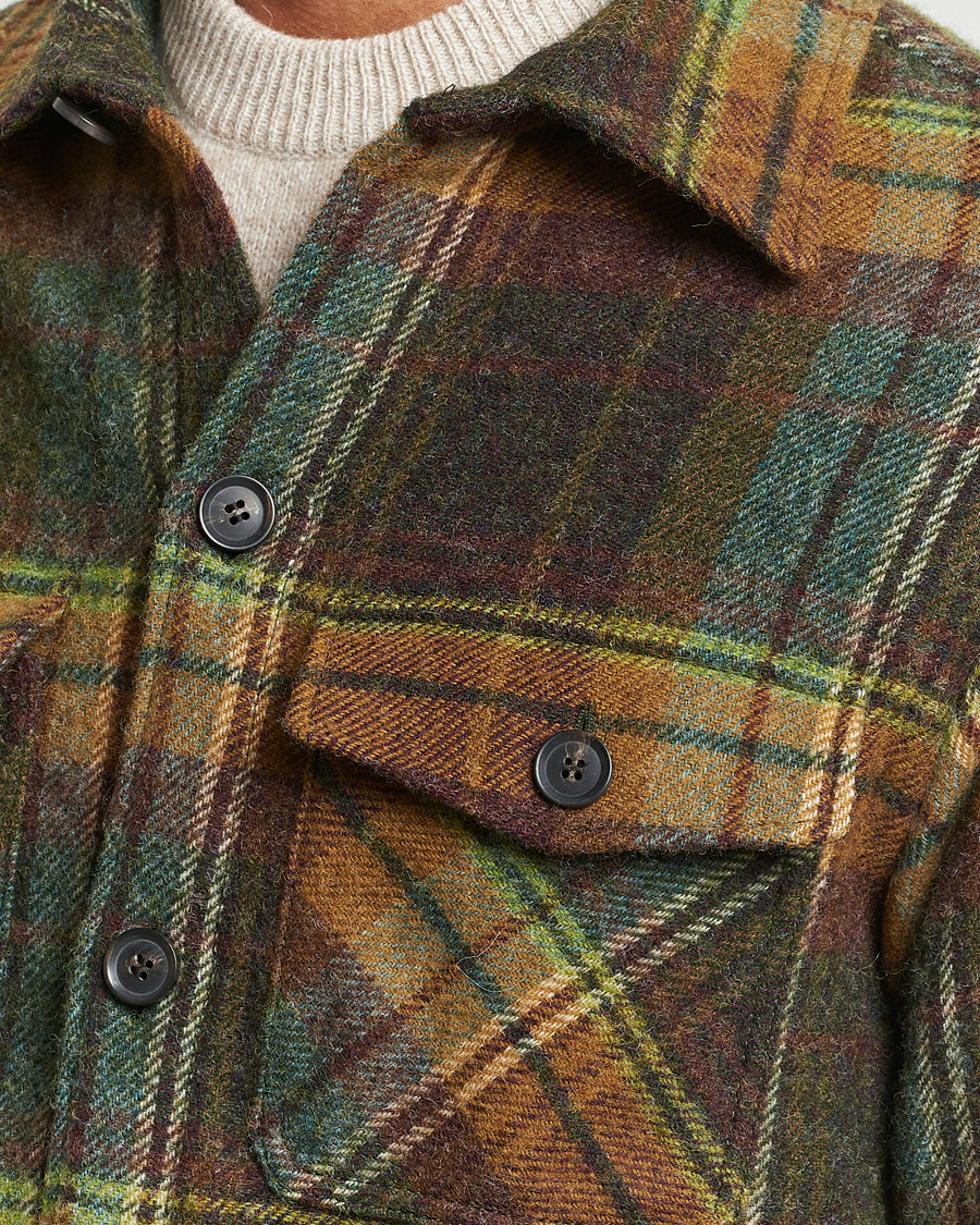 Mies | Kauluspaidat | Oscar Jacobson | Maverick Moon Checked Overshirt Green