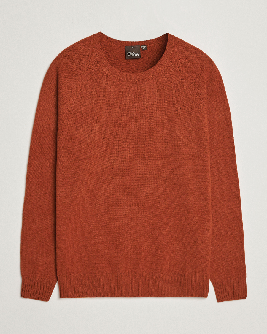 Mies | Puserot | Oscar Jacobson | Kendal Raglan Wool Crewneck Orange