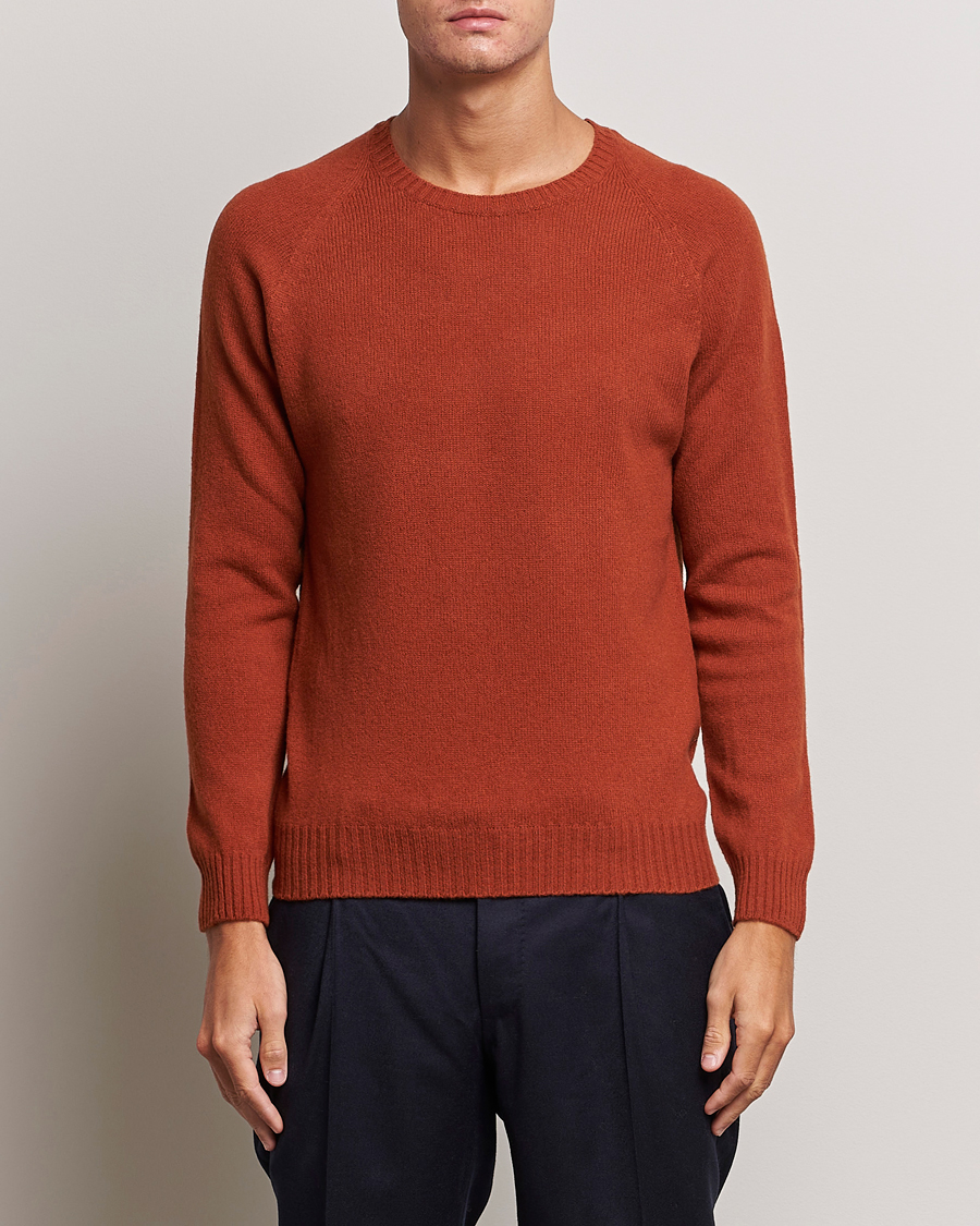 Mies | Puserot | Oscar Jacobson | Kendal Raglan Wool Crewneck Orange