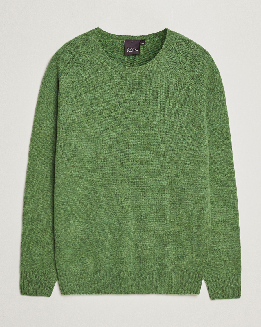 Mies | Puserot | Oscar Jacobson | Kendal Raglan Wool Crewneck Green