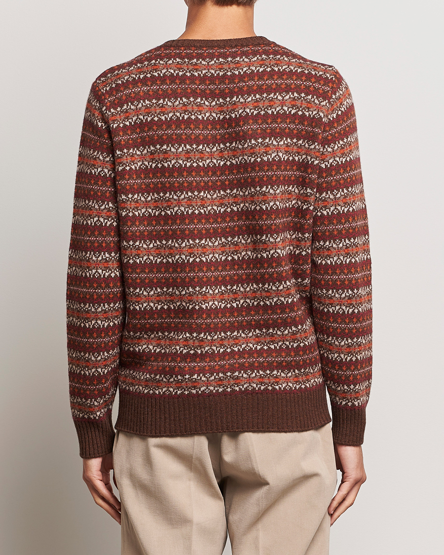 Mies | Puserot | Oscar Jacobson | Pete Fairisle Wool/Cashmere Crewneck Red