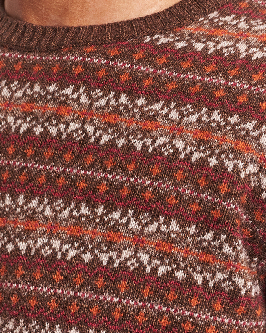 Mies | Puserot | Oscar Jacobson | Pete Fairisle Wool/Cashmere Crewneck Red