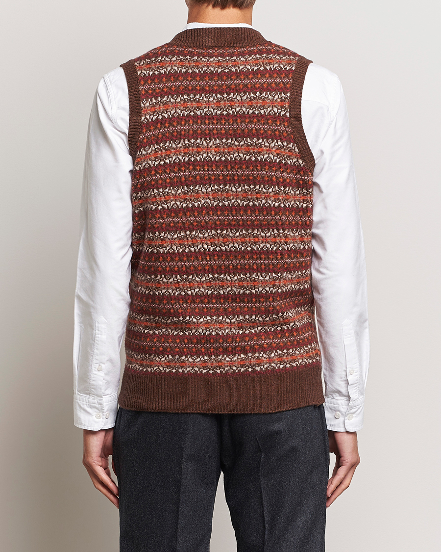 Mies | Puserot | Oscar Jacobson | Lucas Fairisle Wool/Cashmere Vest Red