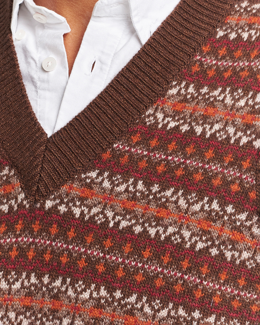 Mies | Puserot | Oscar Jacobson | Lucas Fairisle Wool/Cashmere Vest Red