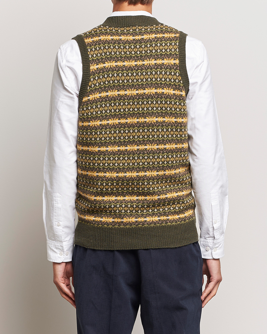 Mies | Puserot | Oscar Jacobson | Lucas Fairisle Wool/Cashmere Vest Green
