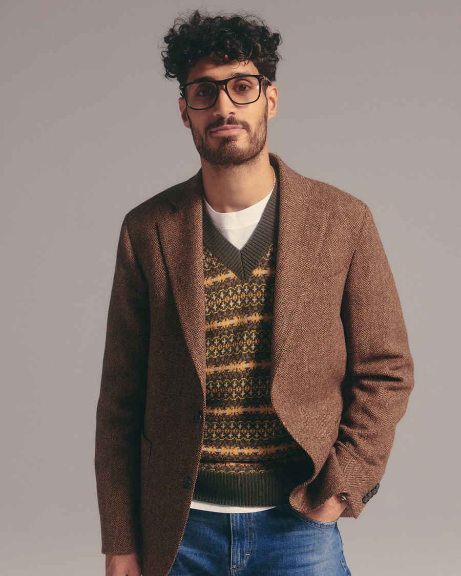 Mies | Puserot | Oscar Jacobson | Lucas Fairisle Wool/Cashmere Vest Green