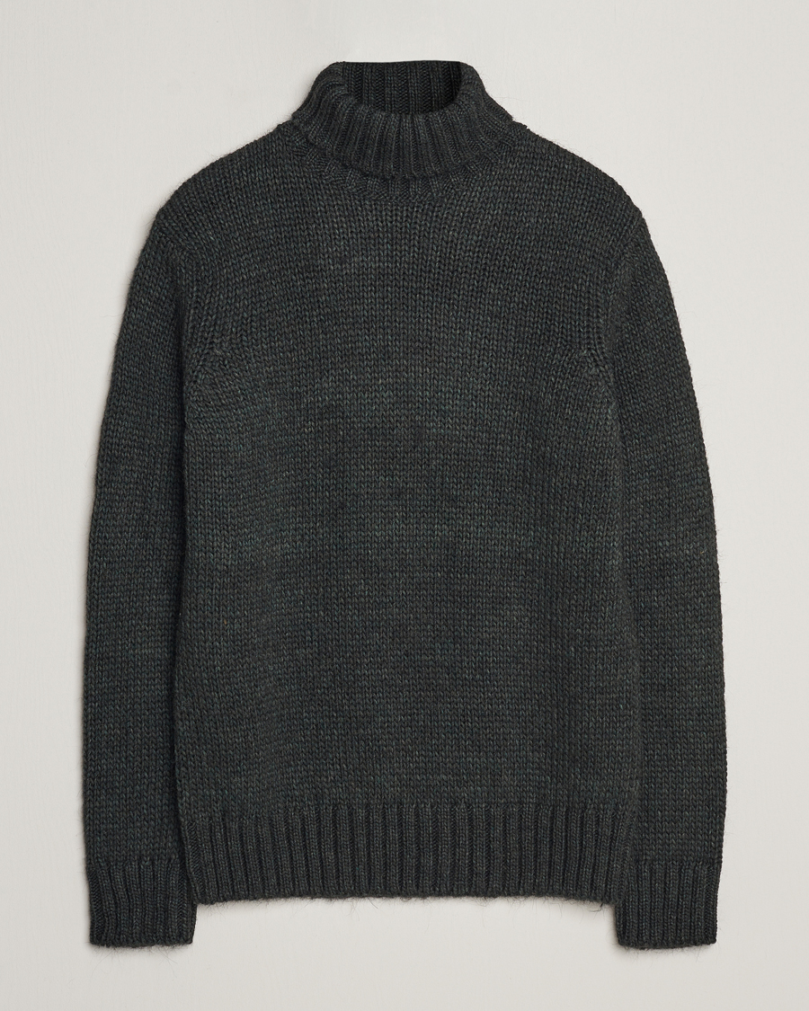 Mies | Puserot | Oscar Jacobson | Rod Wool/Alpaca Heavy Knit Rollneck Green