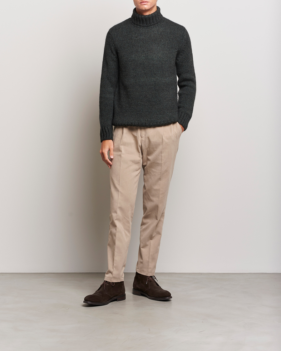Mies | Puserot | Oscar Jacobson | Rod Wool/Alpaca Heavy Knit Rollneck Green