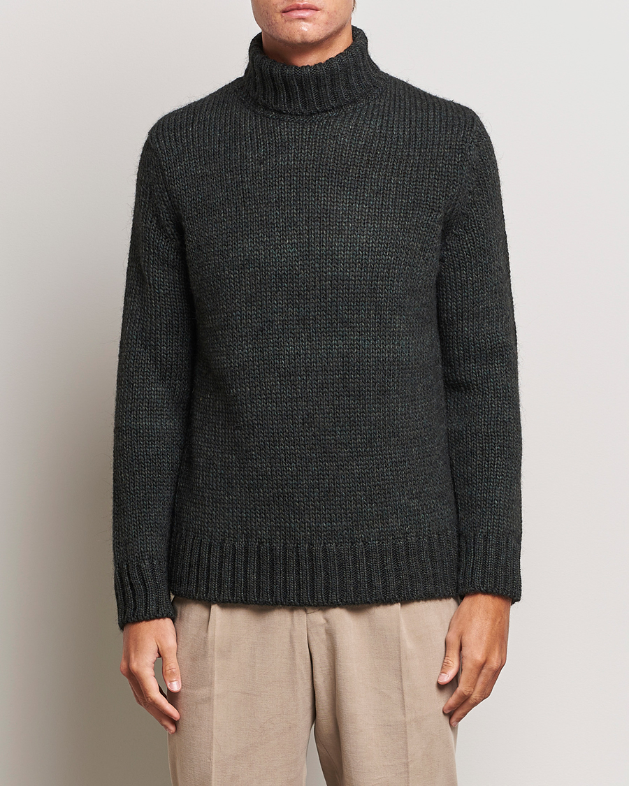 Mies | Puserot | Oscar Jacobson | Rod Wool/Alpaca Heavy Knit Rollneck Green
