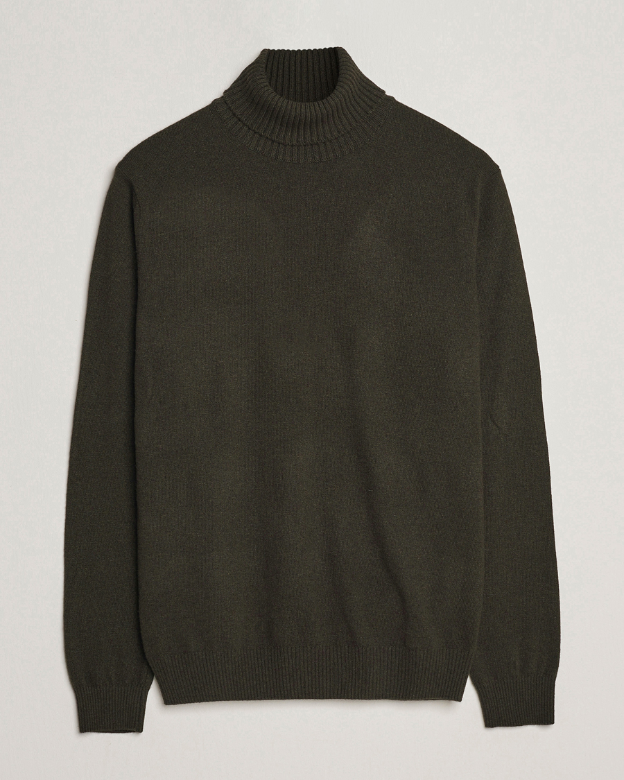 Mies | Puserot | Oscar Jacobson | Salim Wool/Cashmere Rollneck Green