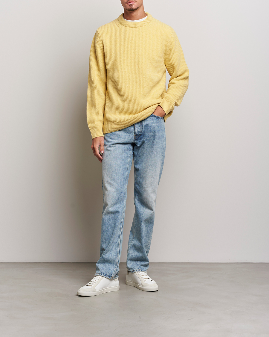 Mies | Puserot | Nudie Jeans | August Wool Rib Knitted Sweater Citra Yellow