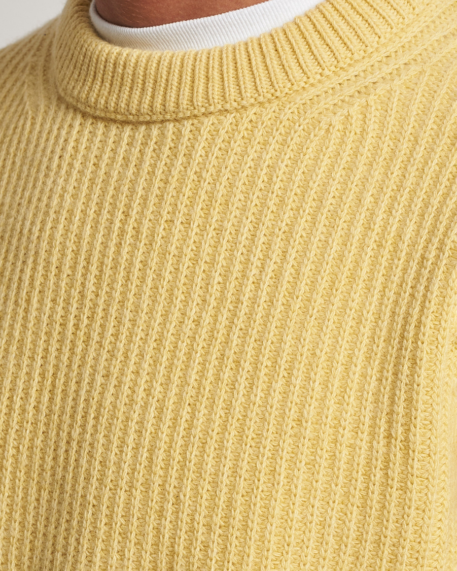 Mies | Puserot | Nudie Jeans | August Wool Rib Knitted Sweater Citra Yellow
